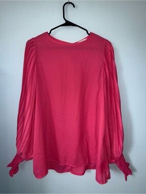 Vine & Love Hot Pink Pleated-Sleeve Blouse